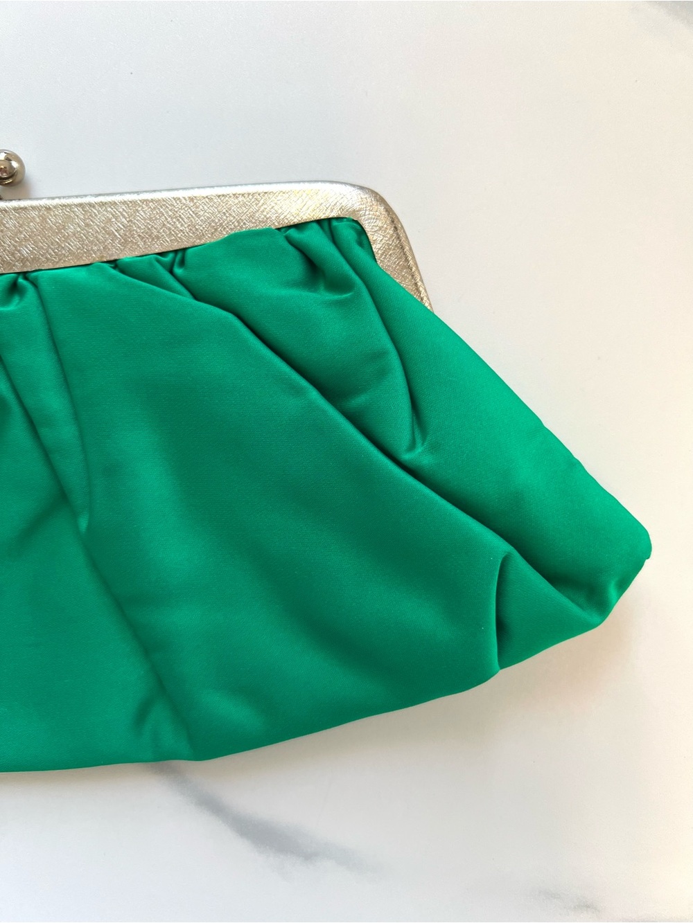 Vintage Emerald Green Textile Evening Clutch Bag 1960s - Picture 10 of 16